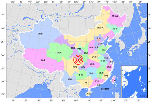 甘肅武都與陜西寧強(qiáng)交界5.5級(jí)地震 圖片來源：中國(guó)地震信息網(wǎng)
