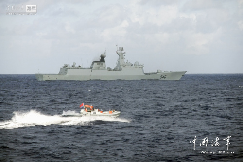 資料圖：海軍鹽城號新型導(dǎo)彈護衛(wèi)艦。
