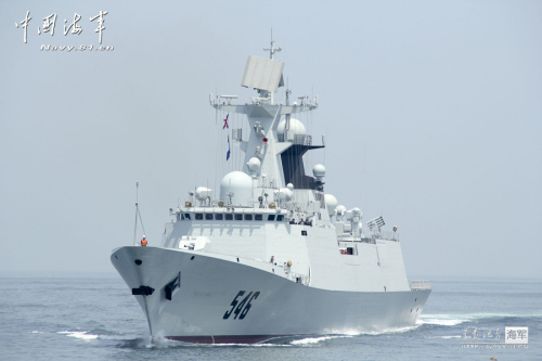 資料圖：海軍鹽城號新型導(dǎo)彈護衛(wèi)艦。